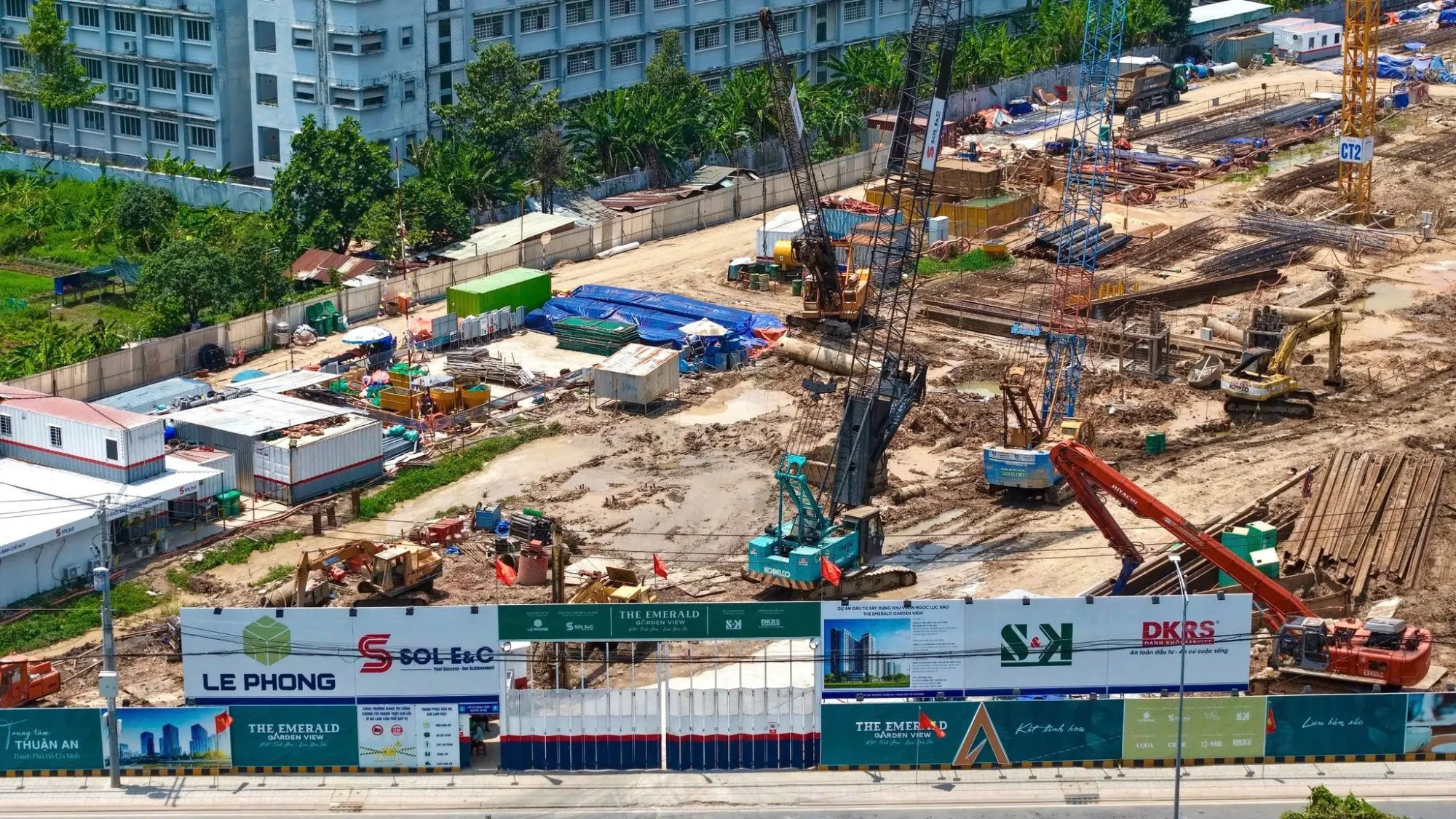 Tiến độ xây dựng The Emerald Garden View tháng 3 2026 công trường thực tế SOL E&C