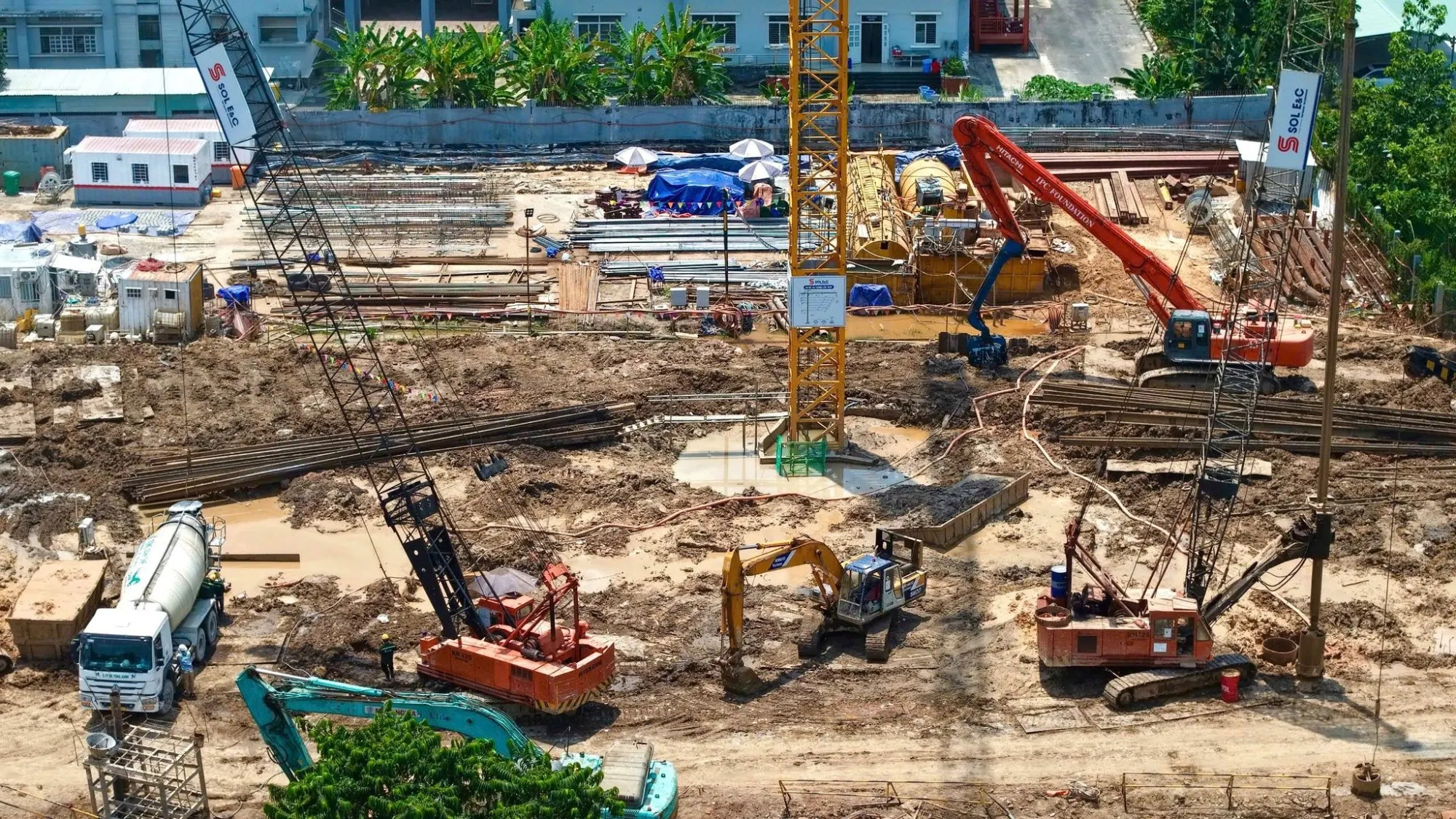 The Emerald Garden View công trường tháng 3/2026 — tổng thầu SOL E&C thi công cọc khoan nhồi đúng tiến độ